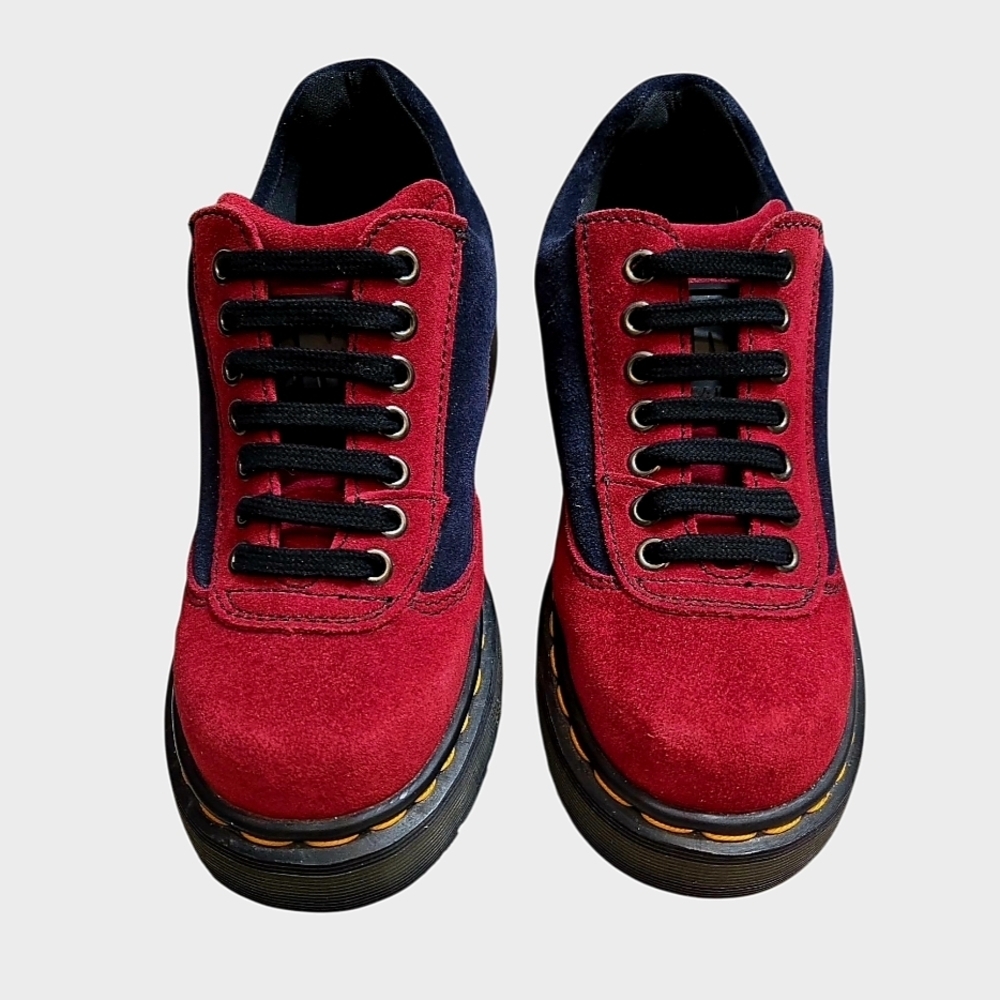 Dr. Martens Vintage 8591 Red/Navy Suede Shoes Size UK 4/US 6 90s England - Picture 2 of 13